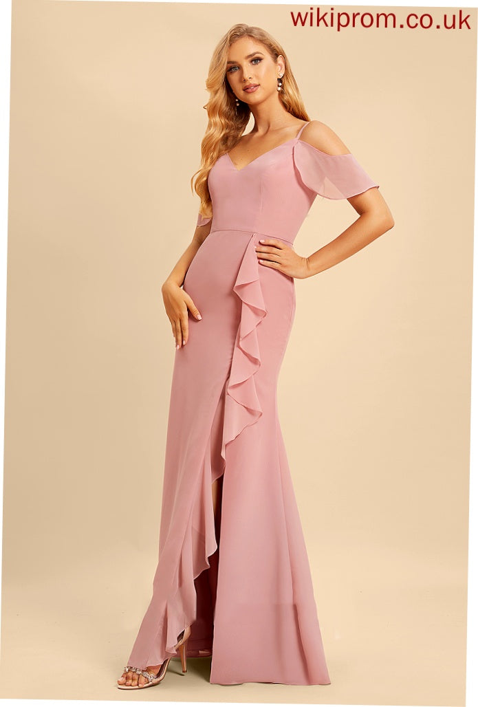 Fabric Length Embellishment Neckline Floor-Length Ruffle A-Line V-neck SplitFront Silhouette Jessie Bridesmaid Dresses