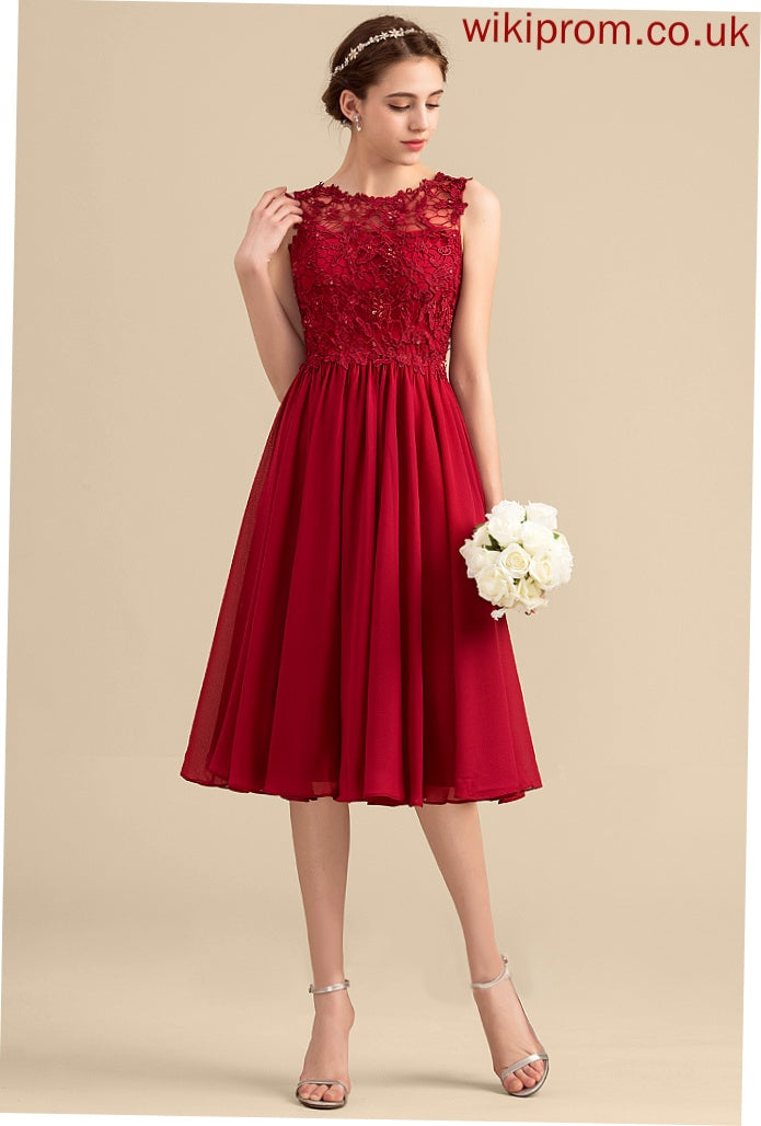 Dress With Beading Lace Lilith Homecoming Dresses Homecoming Neck Scoop Lace Knee-Length A-Line Chiffon