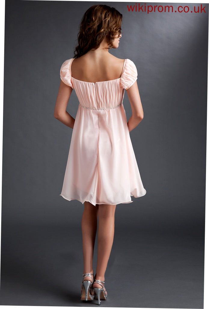 Bow(s) Dress Short/Mini With Homecoming Dresses Square A-Line Homecoming Neckline Ruffle Chiffon Anabel Beading