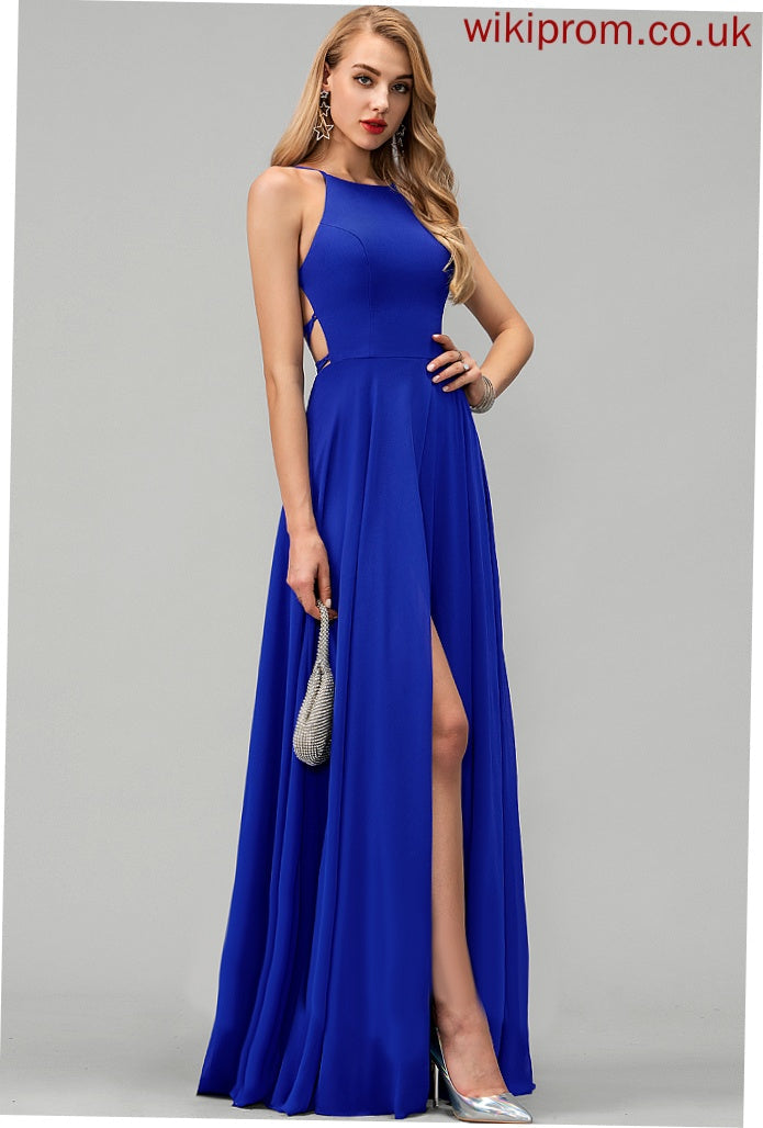 Chiffon Scoop Helga A-Line Prom Dresses Floor-Length