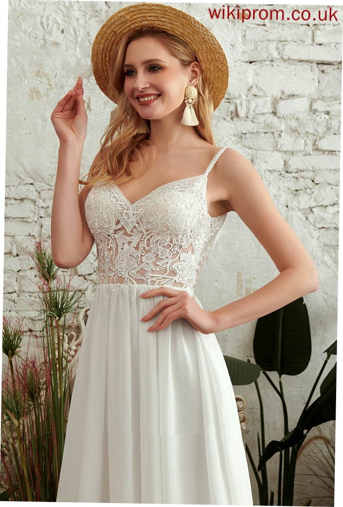 Dress Front Split V-neck Beading Chiffon Madelynn Wedding Dresses Floor-Length Wedding Lace A-Line With