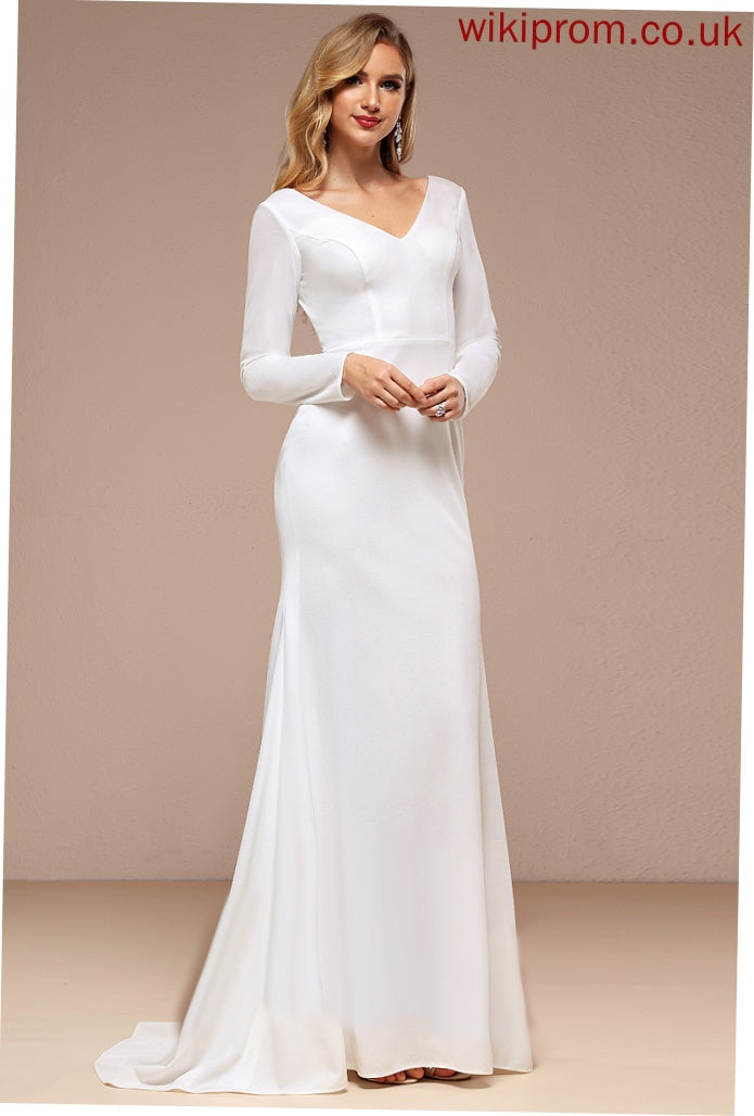 Kira A-Line Wedding V-neck Wedding Dresses Chiffon Sweep Train Dress