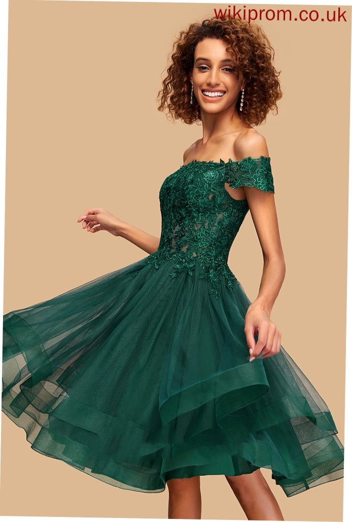 Tulle Alissa Homecoming Dresses Knee-Length With Homecoming Dress A-Line Lace Off-the-Shoulder