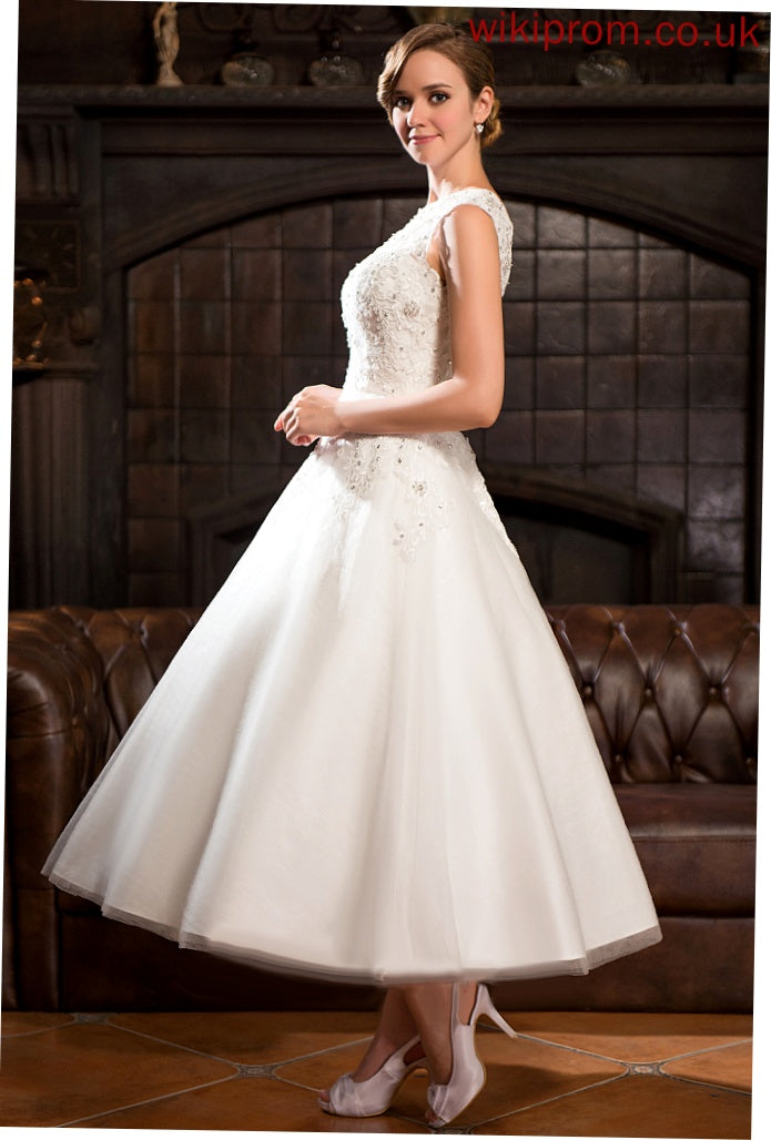 Dress Sequins Ball-Gown/Princess Wedding Lace Beading Tulle Tea-Length Wedding Dresses Yaritza With