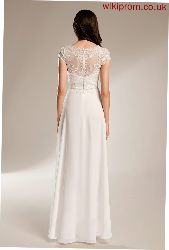 Wedding Dresses Clarissa V-neck Lace A-Line Chiffon Wedding Asymmetrical Dress