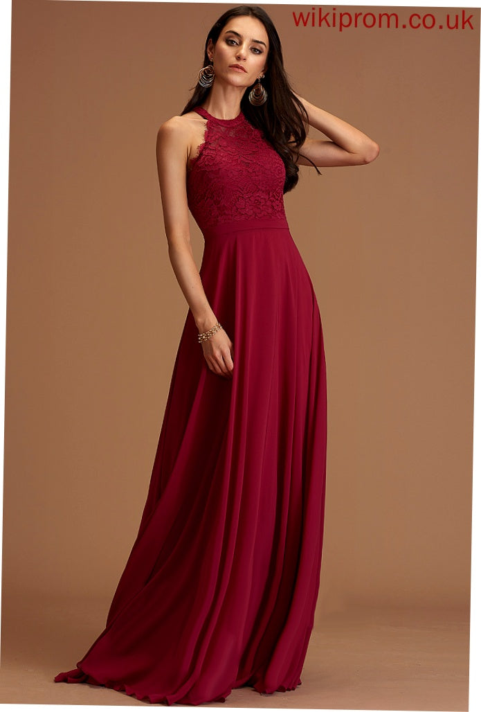 Scoop Rosa Chiffon Prom Dresses A-Line Floor-Length