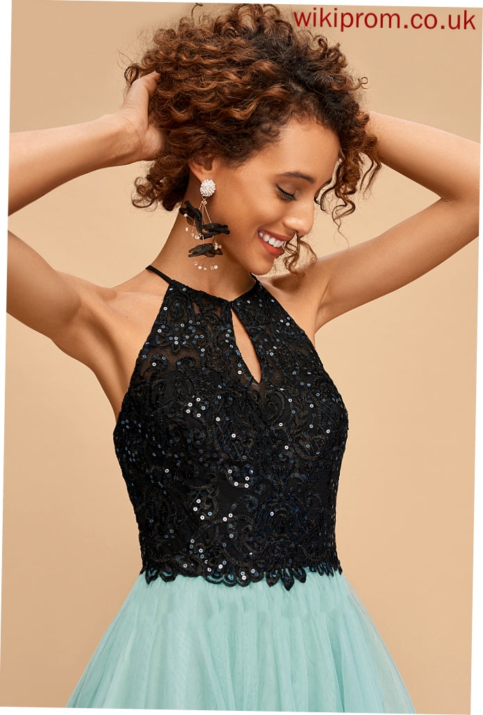 Carley With Sequins Tulle Homecoming A-Line Scoop Short/Mini Homecoming Dresses Neck Dress