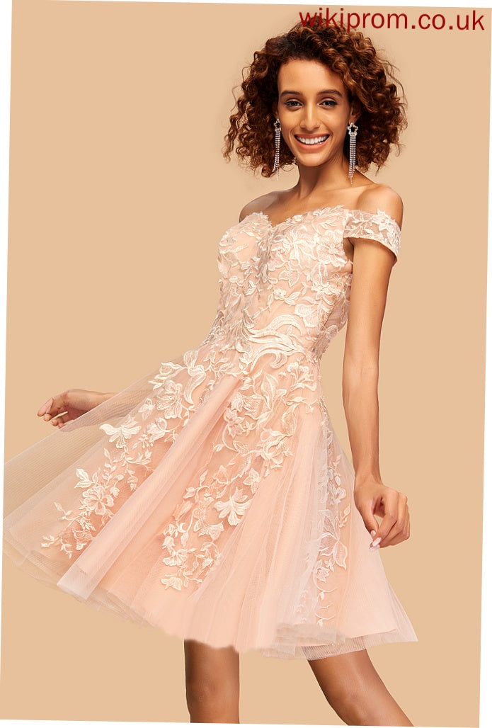 Off-the-Shoulder A-Line Short/Mini With Homecoming Lace Tulle Homecoming Dresses Dress Brynn