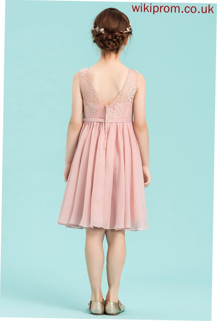 Bow(s) V-neck Knee-Length Essence With Chiffon Junior Bridesmaid Dresses A-Line