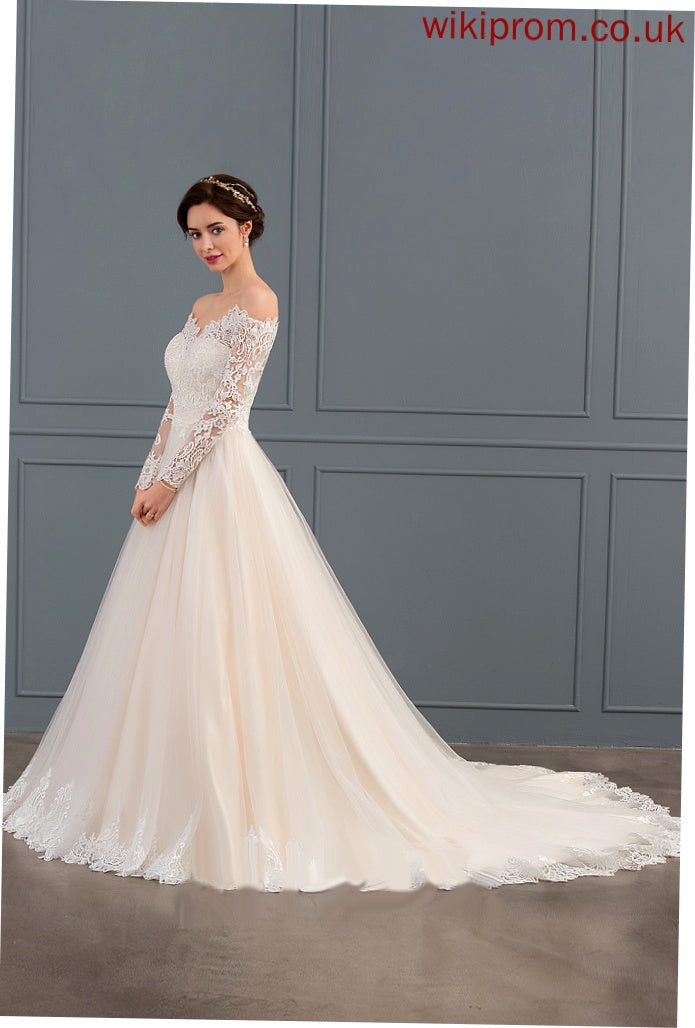 Dress Chapel Train Philippa Off-the-Shoulder Lace Tulle Ball-Gown/Princess Wedding Wedding Dresses