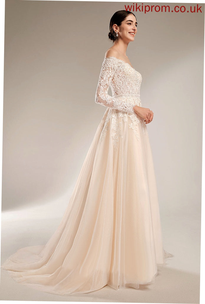 Ida Lace Wedding Wedding Dresses Train Chapel Dress Sequins With Illusion Ball-Gown/Princess Tulle