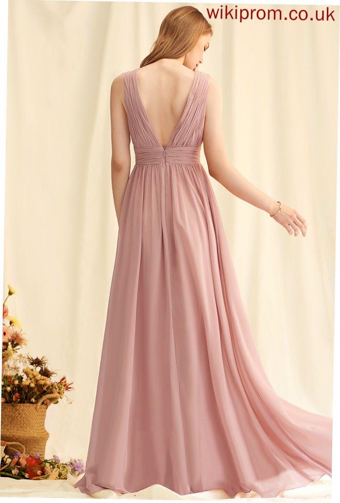 Straps&Sleeves Fabric Floor-Length Length A-Line Neckline V-neck Silhouette Carissa A-Line/Princess Floor Length Sleeveless Bridesmaid Dresses