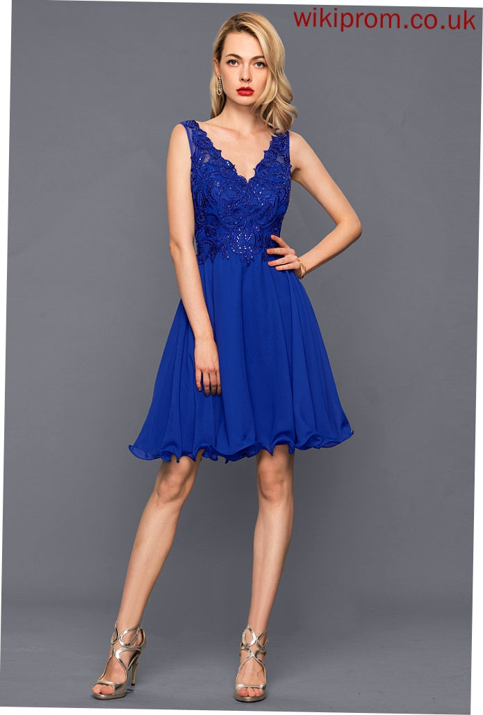 A-Line Dress Homecoming Dresses Lilah Knee-Length Homecoming Chiffon V-neck