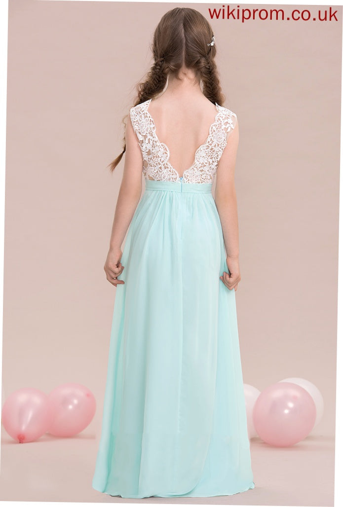 Chiffon Floor-Length V-neck Junior Bridesmaid Dresses A-Line Rihanna