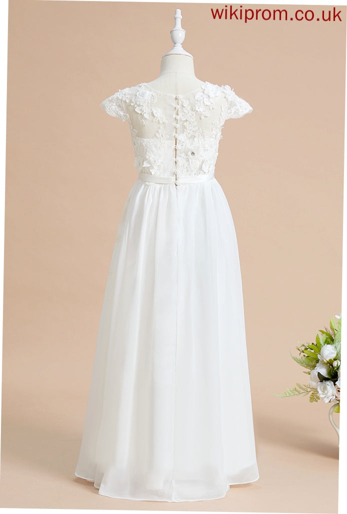 Short With Girl Flower Flower(s) - A-Line Chiffon/Lace Sleeves Neck Flower Girl Dresses Katelyn Scoop Dress Floor-length