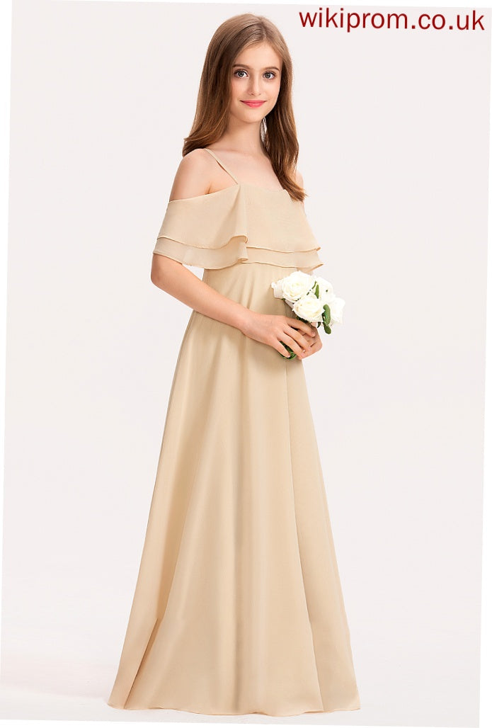 Kamila Cascading With Chiffon Ruffles Off-the-Shoulder Junior Bridesmaid Dresses Floor-Length A-Line