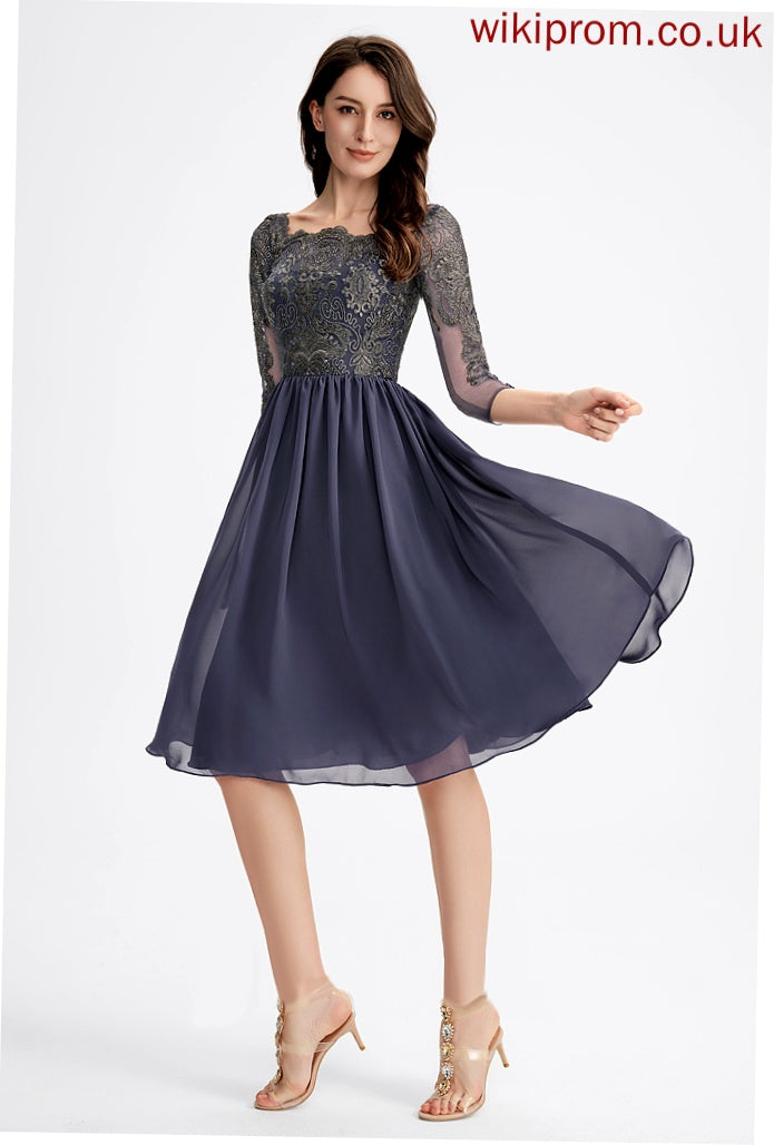 Chiffon Square Kira Lace Dress Cocktail Dresses Cocktail Neckline A-Line With Knee-Length Lace