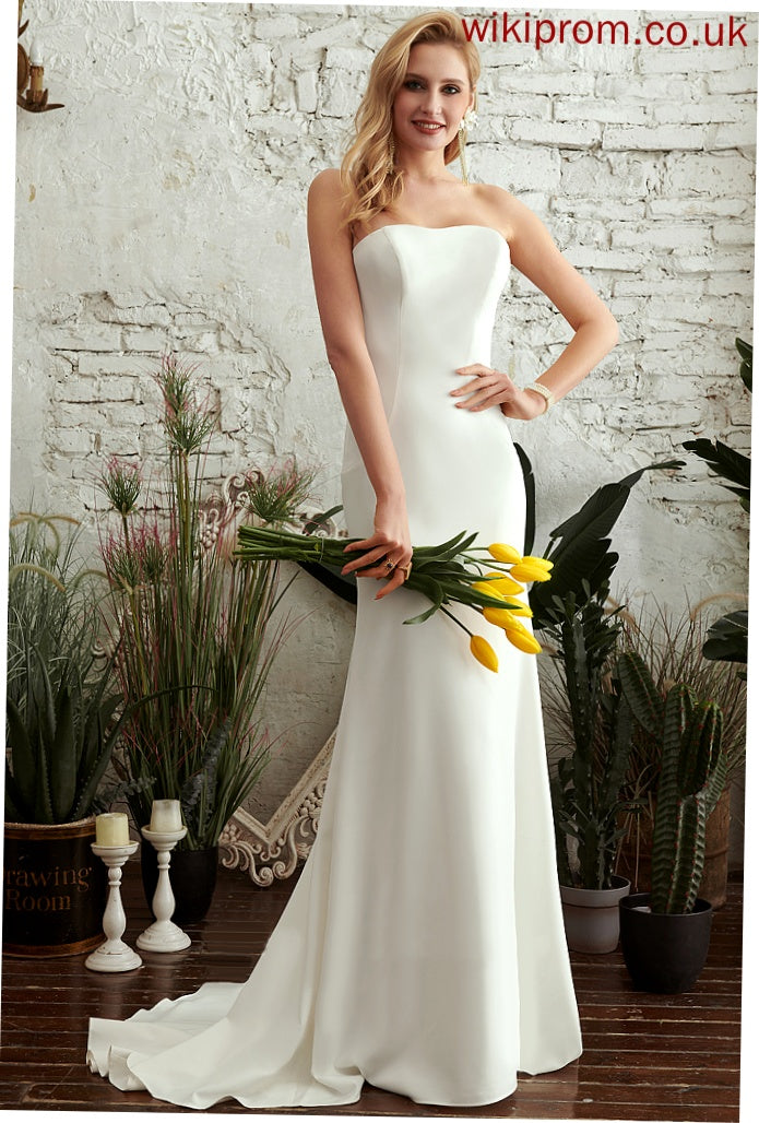 Dress Strapless Trumpet/Mermaid Wedding Dresses Train Crepe Wedding Stretch Blanche Sweep