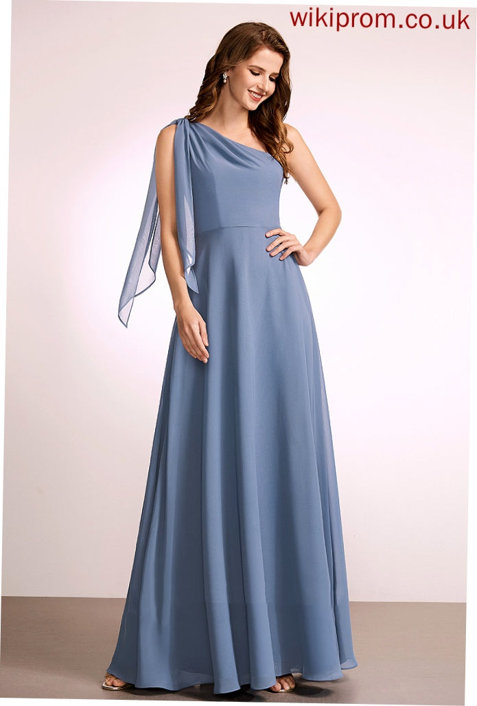 One-Shoulder Embellishment Floor-Length Length Bow(s) Neckline Fabric A-Line Silhouette Laurel Bridesmaid Dresses