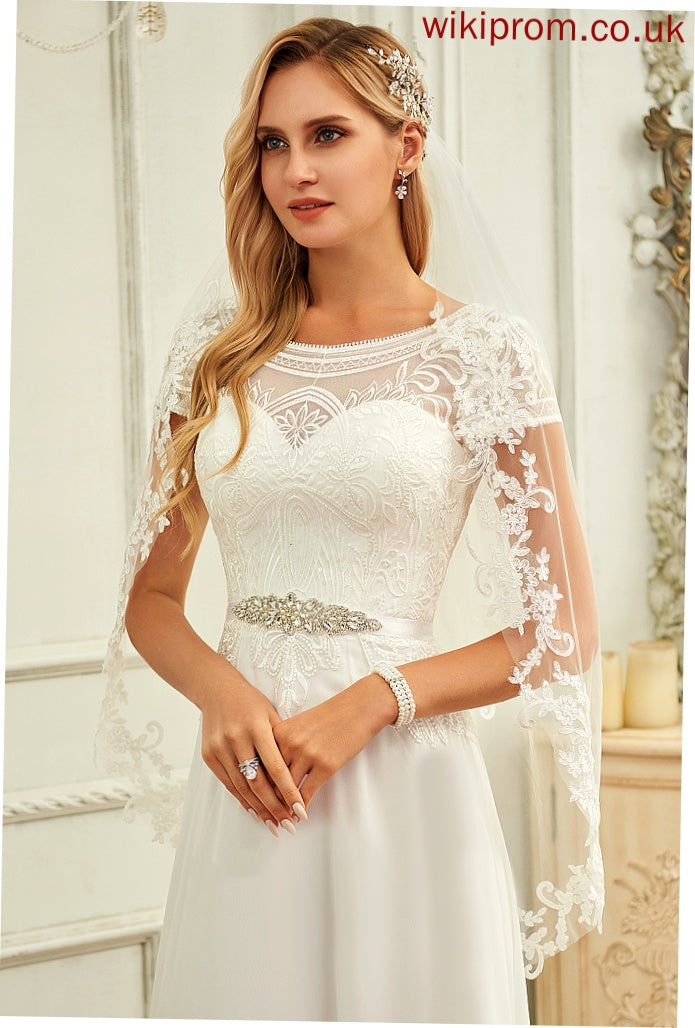 Wedding Dresses Chiffon With Dress Neck Wedding Scoop Floor-Length Sequins Lace Lilliana