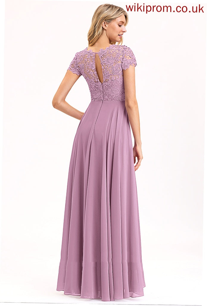 Floor-Length Length Fabric A-Line Neckline Silhouette Straps&Sleeves Lace Scoop Serenity Natural Waist Spaghetti Staps Bridesmaid Dresses