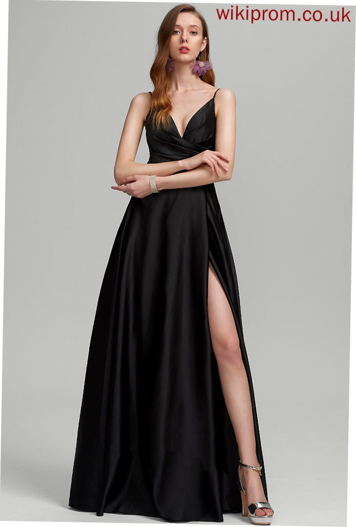 Neckline Length Ruffle A-Line Silhouette V-neck Floor-Length Fabric Embellishment Akira Bridesmaid Dresses