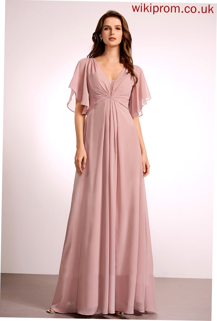 Neckline Silhouette Length A-Line Straps Fabric V-neck Floor-Length Donna Floor Length A-Line/Princess V-Neck Bridesmaid Dresses