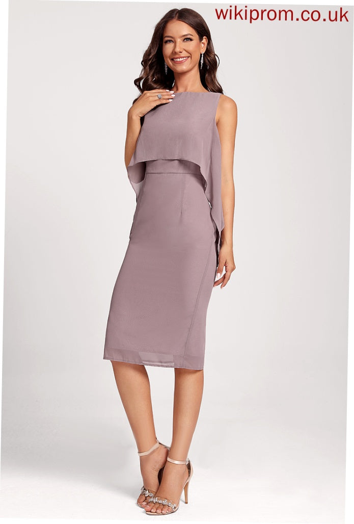 Bridget Club Dresses Dress Chiffon Scoop Sheath/Column Knee-Length Neck Cocktail