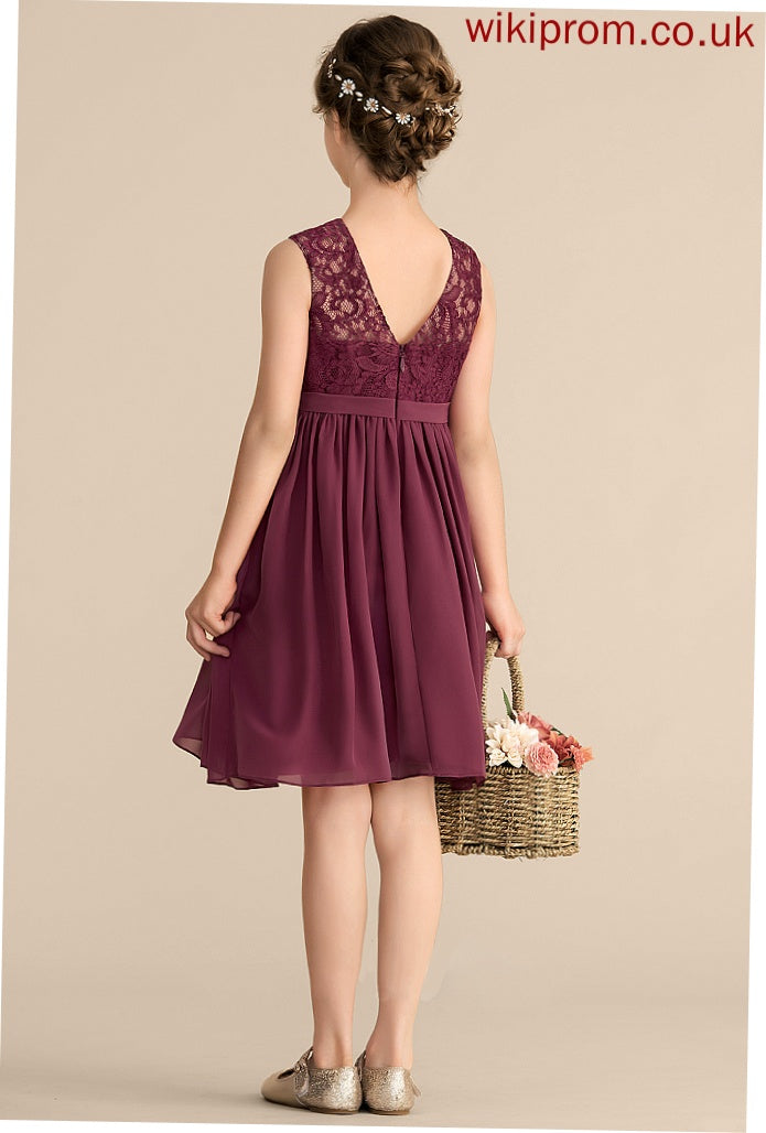 A-LineScoopNeckKnee-LengthChiffonLaceJuniorBridesmaidDress#165020 Bria Junior Bridesmaid Dresses