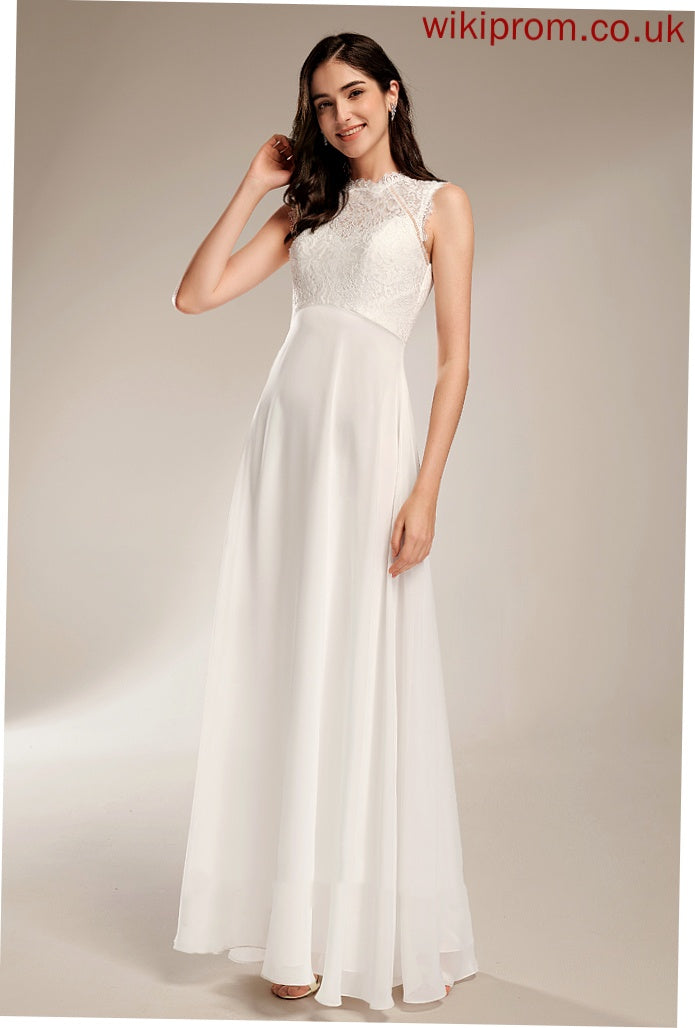 Floor-Length Neck With Wedding Lace Dixie Chiffon Scoop Wedding Dresses Dress A-Line