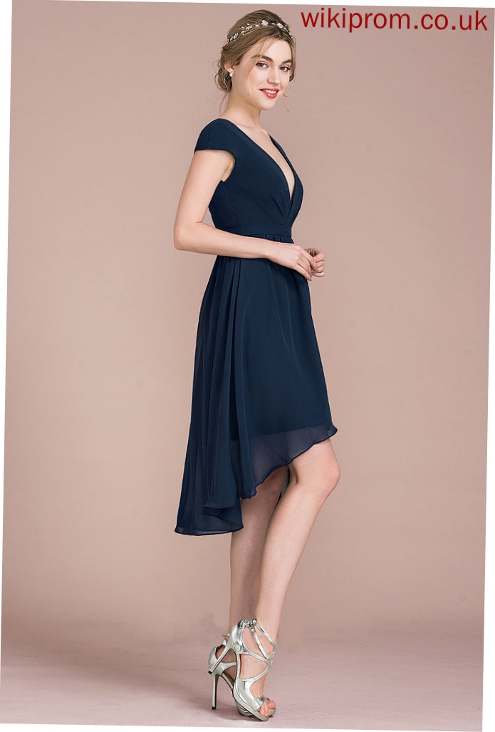 Chiffon Cocktail Dresses V-neck A-Line Lexie Dress Asymmetrical Cocktail