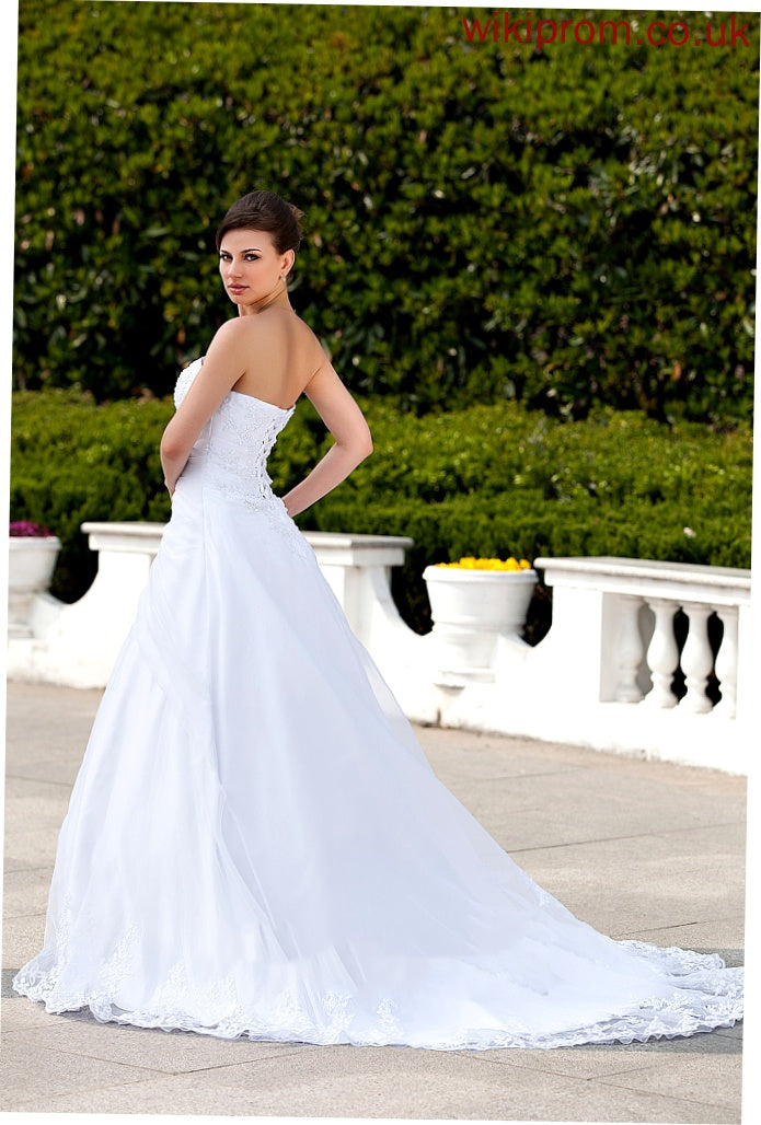 Organza Train Wedding Chapel With Ball-Gown/Princess Jordan Dress Wedding Dresses Strapless Beading Lace