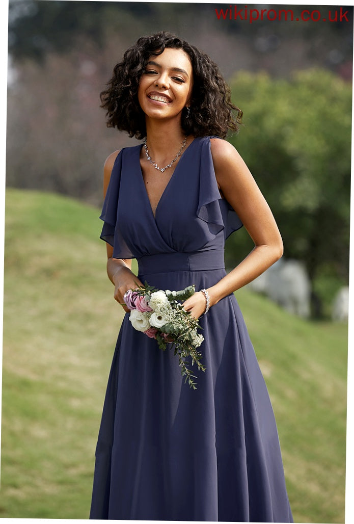 Fabric Silhouette Floor-Length A-Line Neckline V-neck Length Straps Mayra A-Line/Princess Spaghetti Staps Natural Waist Bridesmaid Dresses