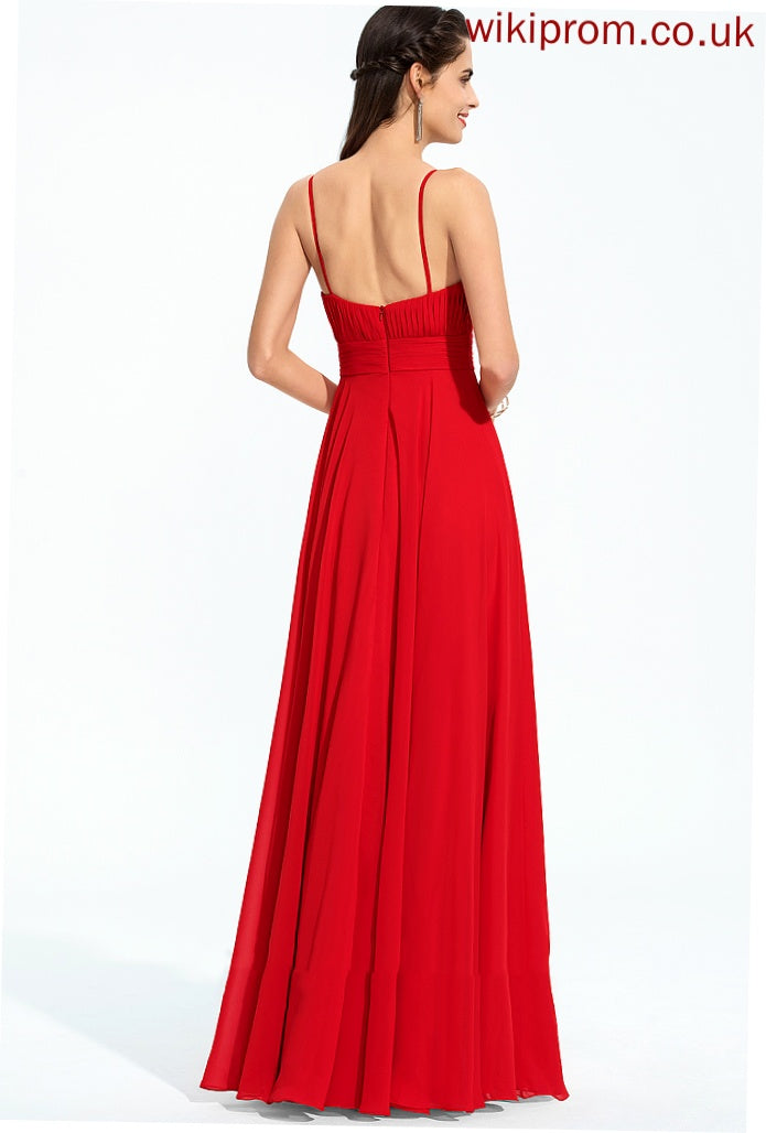 Prom Dresses With Floor-Length Gertie Chiffon Ruffle A-Line V-neck