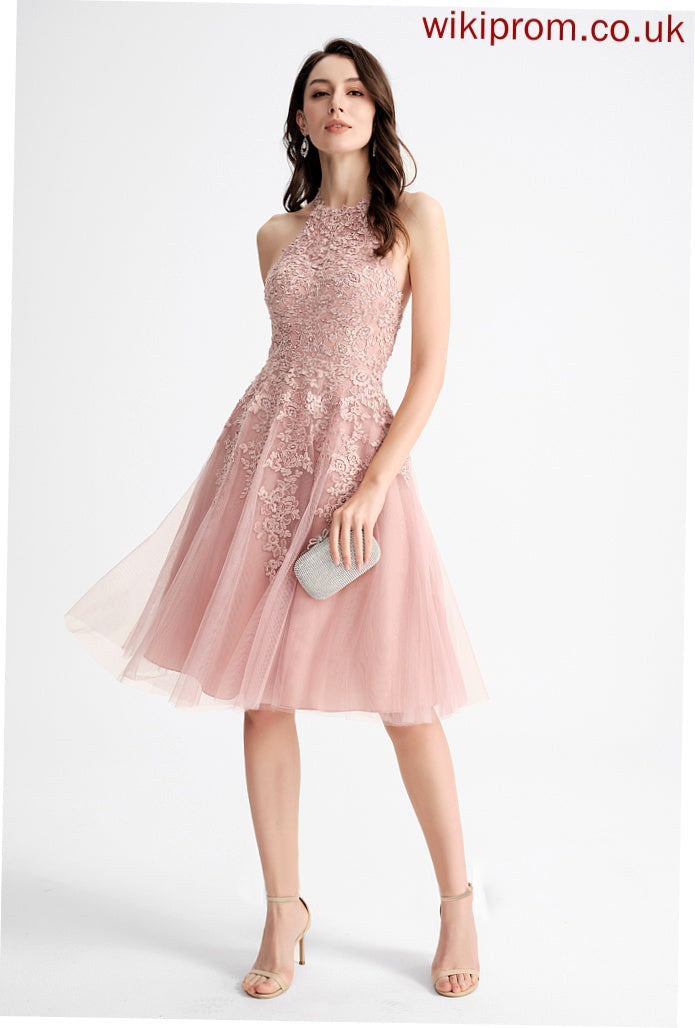 Dress Scoop Addisyn Lace Knee-Length With Homecoming A-Line Homecoming Dresses Neck Tulle