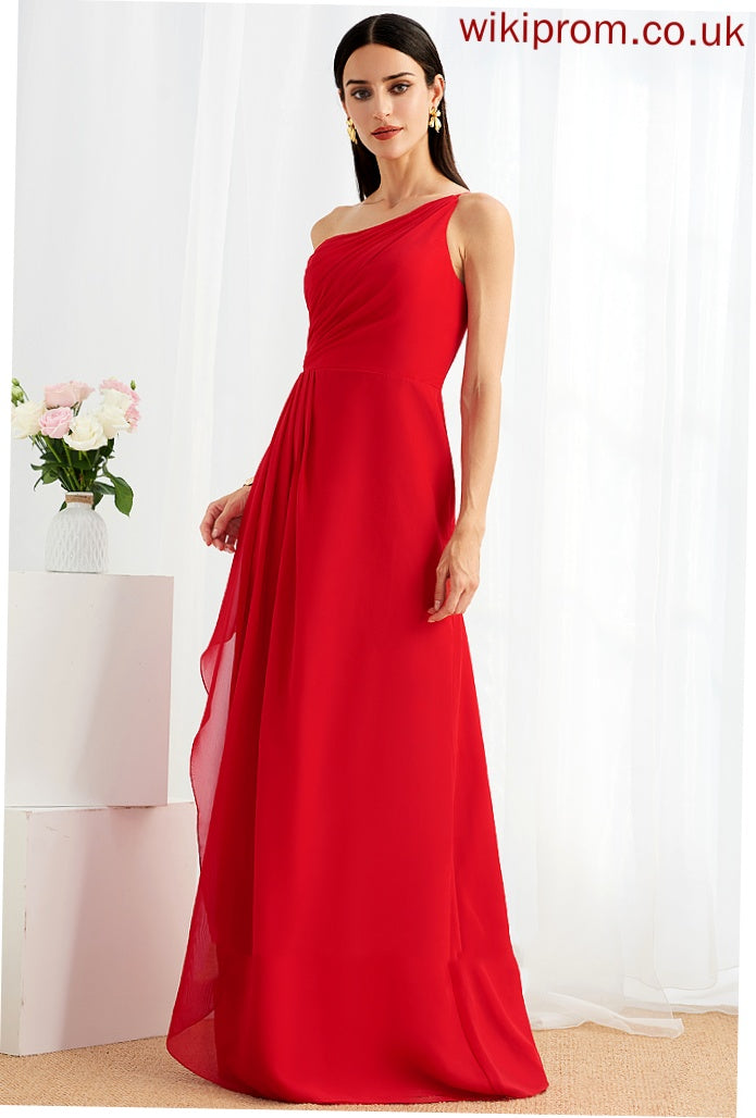 Embellishment Length Floor-Length Fabric A-Line SplitFront Ruffle Neckline One-Shoulder Silhouette Aria Sleeveless Bridesmaid Dresses