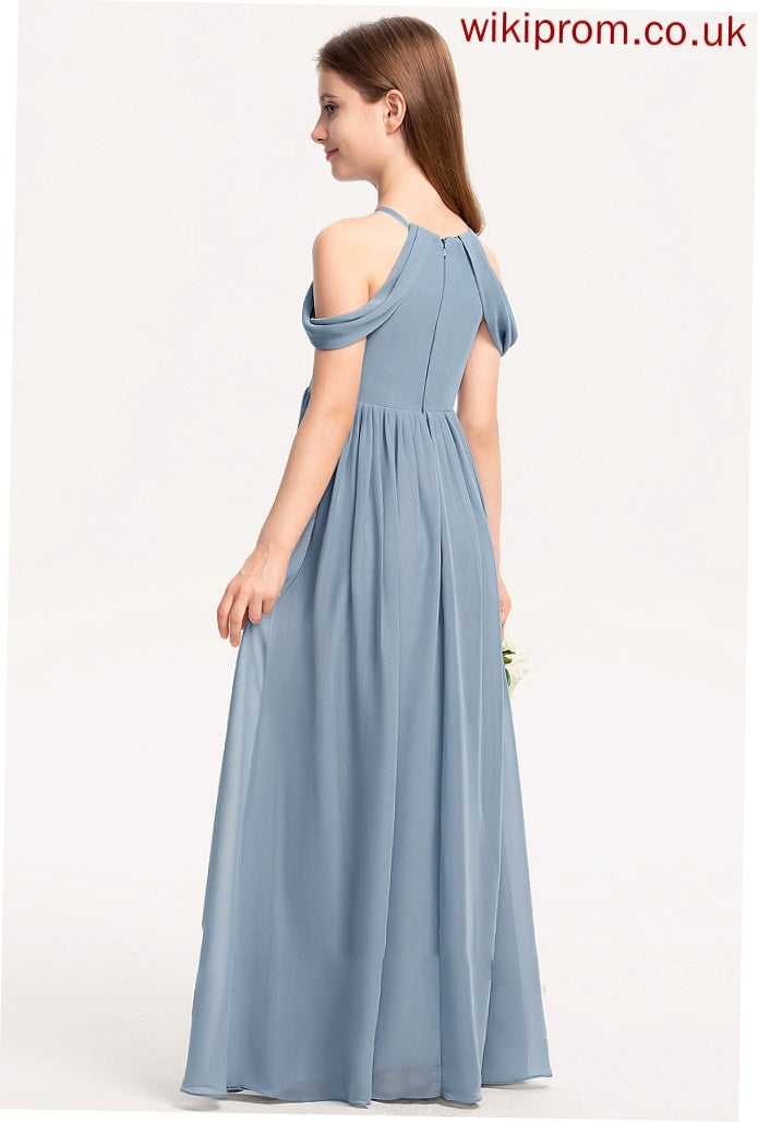 Chiffon A-Line Nora Ruffle Scoop Floor-Length Neck Junior Bridesmaid Dresses With