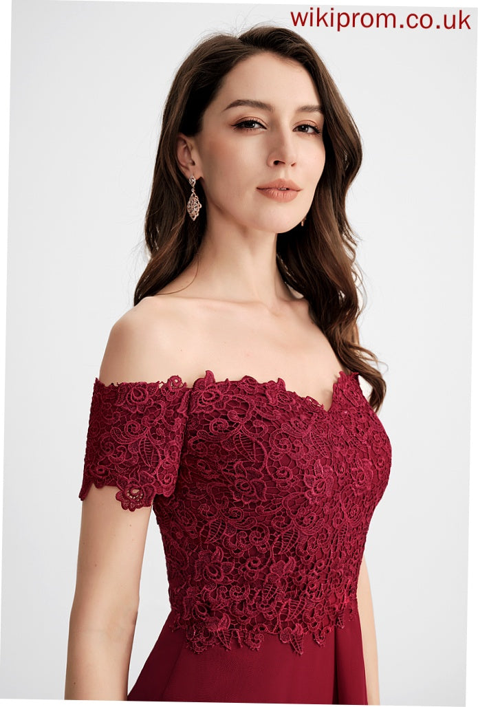 Cocktail Chiffon Dress Lace Kylie Tea-Length Cocktail Dresses Sheath/Column Off-the-Shoulder