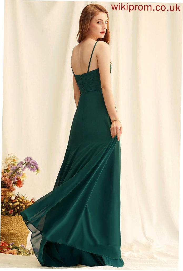 Length A-Line Floor-Length Embellishment V-neck Ruffle Fabric Neckline Silhouette Jayda A-Line/Princess Sleeveless Bridesmaid Dresses