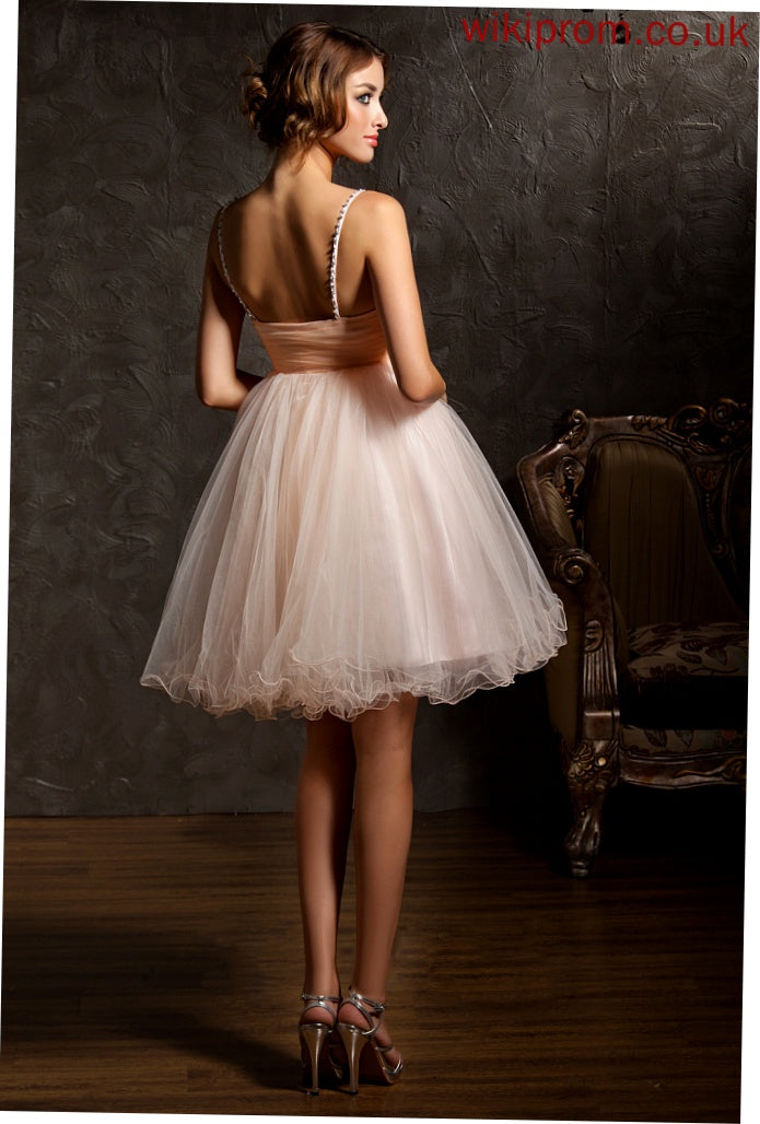 Beading A-Line Tulle With Dress Sequins Knee-Length Kayla Homecoming Dresses Homecoming Sweetheart