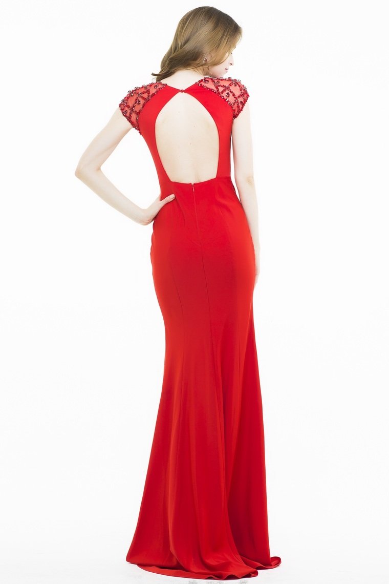 Scoop Evening Dresses Mermaid Spandex With Beads Sweep Train