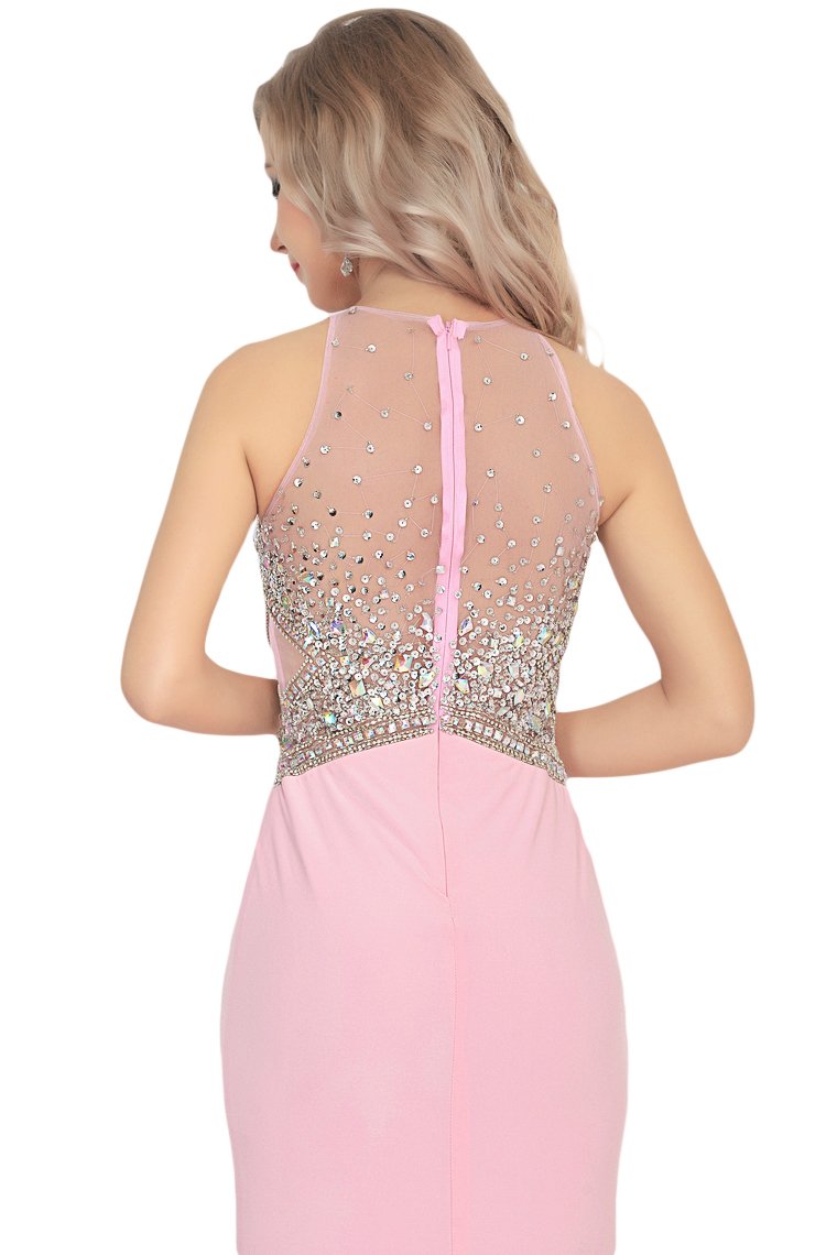 Mermaid Scoop Spandex Prom Dresses With Beads&Rhinestones