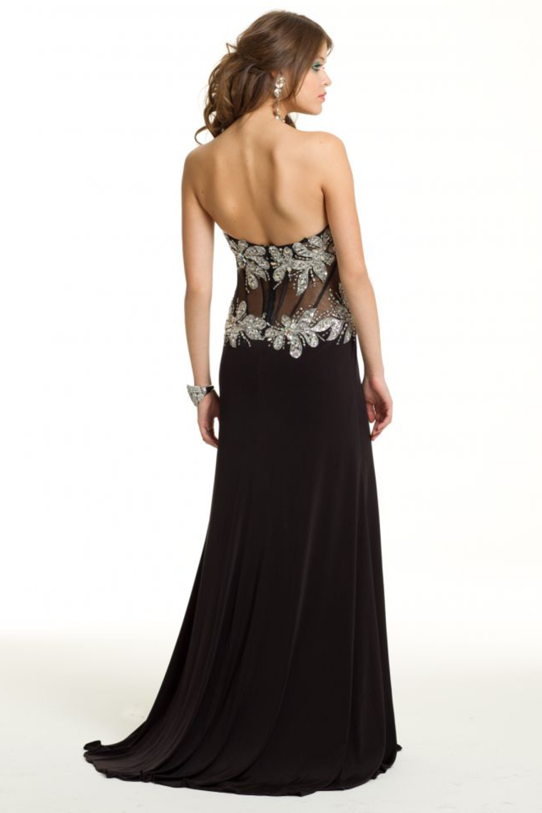 Prom Dresses Mermaid/Trumpet Black Sweetheart Chiffon With Rhinestone