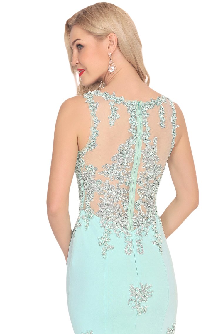 Prom Dresses Mermaid Scoop Spandex With Applique Sweep Train