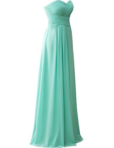 Sweetheart Bridesmaid Dresses Chiffon Long Prom Evening Gown Pleat WK196