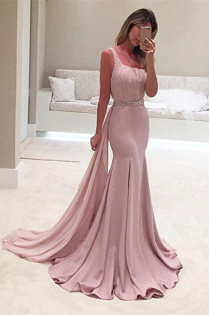 New Style One Shoulder Mermaid Special Occasion Dress Satin Real Made Prom Dresses WK934