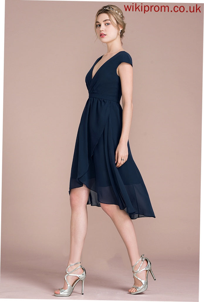 Chiffon Cocktail Dresses V-neck A-Line Lexie Dress Asymmetrical Cocktail