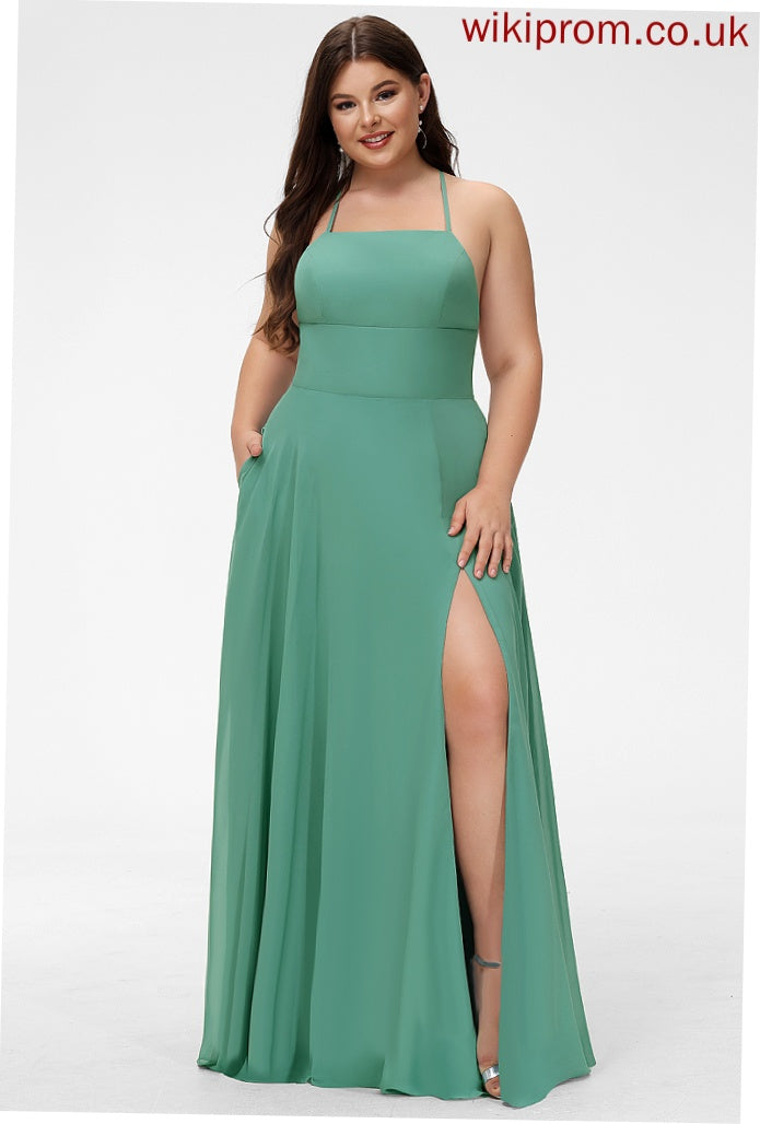 Prom Dresses Floor-Length Square A-Line Chiffon Ivy