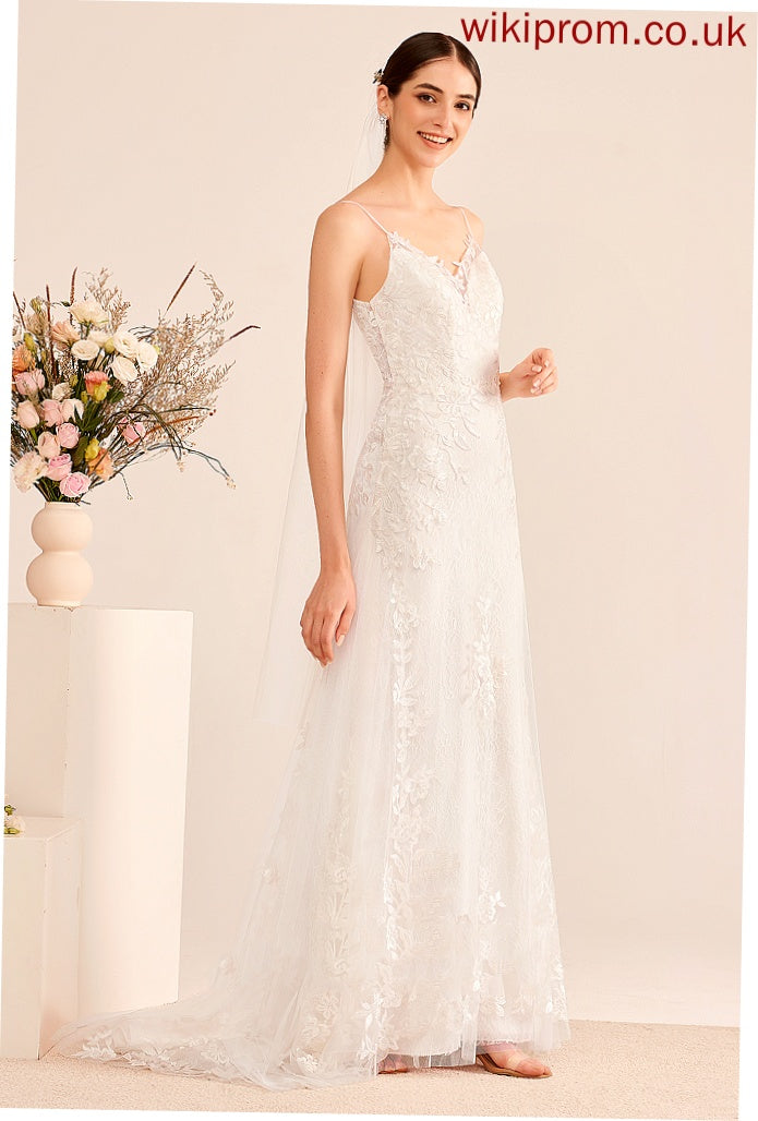 Lace Sequins Wedding Dresses V-neck Court Tulle Wedding Train With A-Line Dulce Dress