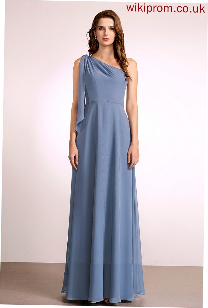 One-Shoulder Embellishment Floor-Length Length Bow(s) Neckline Fabric A-Line Silhouette Laurel Bridesmaid Dresses